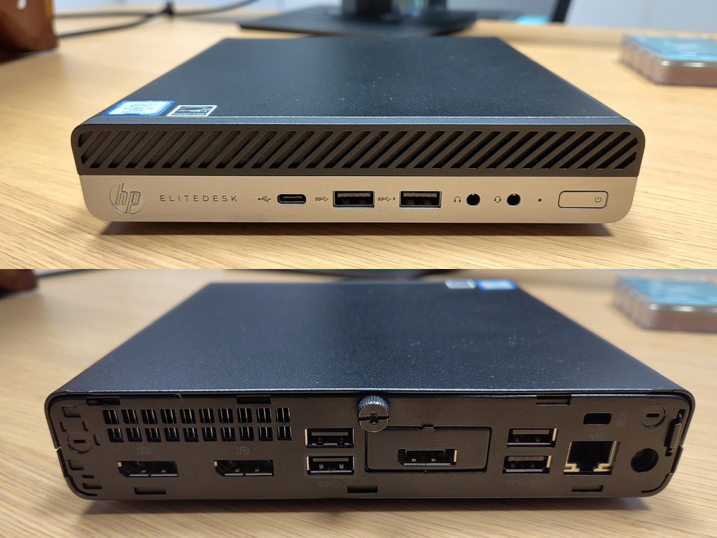 HP EliteDesk 800 G4 Mini — faces avant et arrière